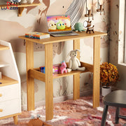 Lukzer Engineered Wood Kids Study Table with Open Shelf (ST-004S/Oak Light)