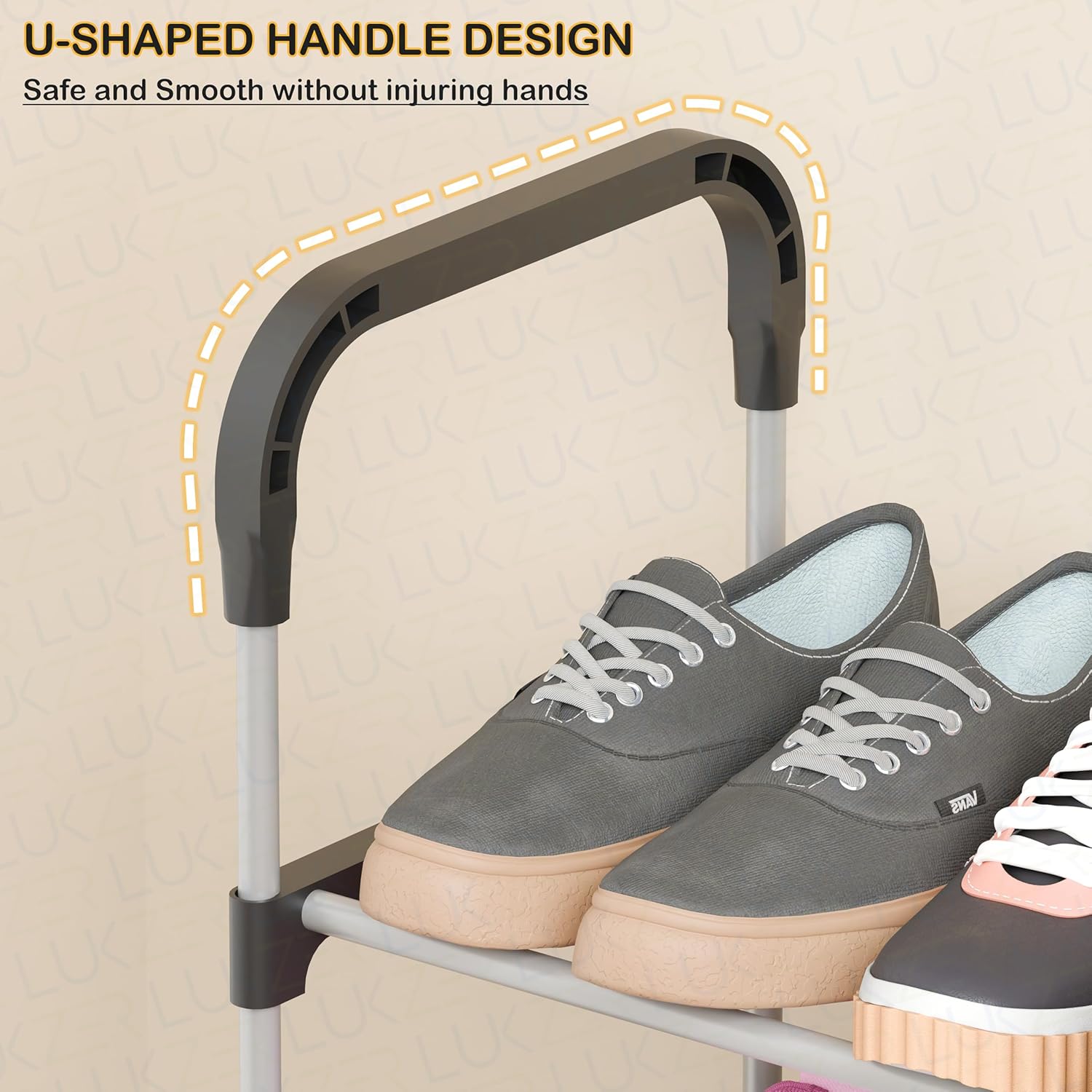 Lukzer Dual-Material Shoe Rack – Silver & Black, 3/4/5/6-Layer Storage Organizer