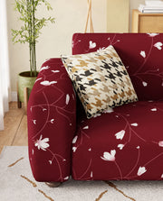 Lukzer Polyester Sofa Cover Maroon Flower (SC-009-01)