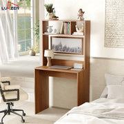 Lukzer Engineered Wood Computer Desk Study Table with Bookshelf Study Table (ST-006/Oak Brown)