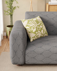 Lukzer Pastel Shades Textured Sofa Cover -  Dark Grey Leaf Trail (SC-125-01)
