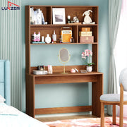 Lukzer Multi-Purpose Engineered Wood Study & Computer Desk with Bookshelf (ST-008/Oak Brown)