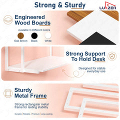 Lukzer Wall Mounted Study Table with Multipurpose Storage Shelves (MMR-007/White & White)