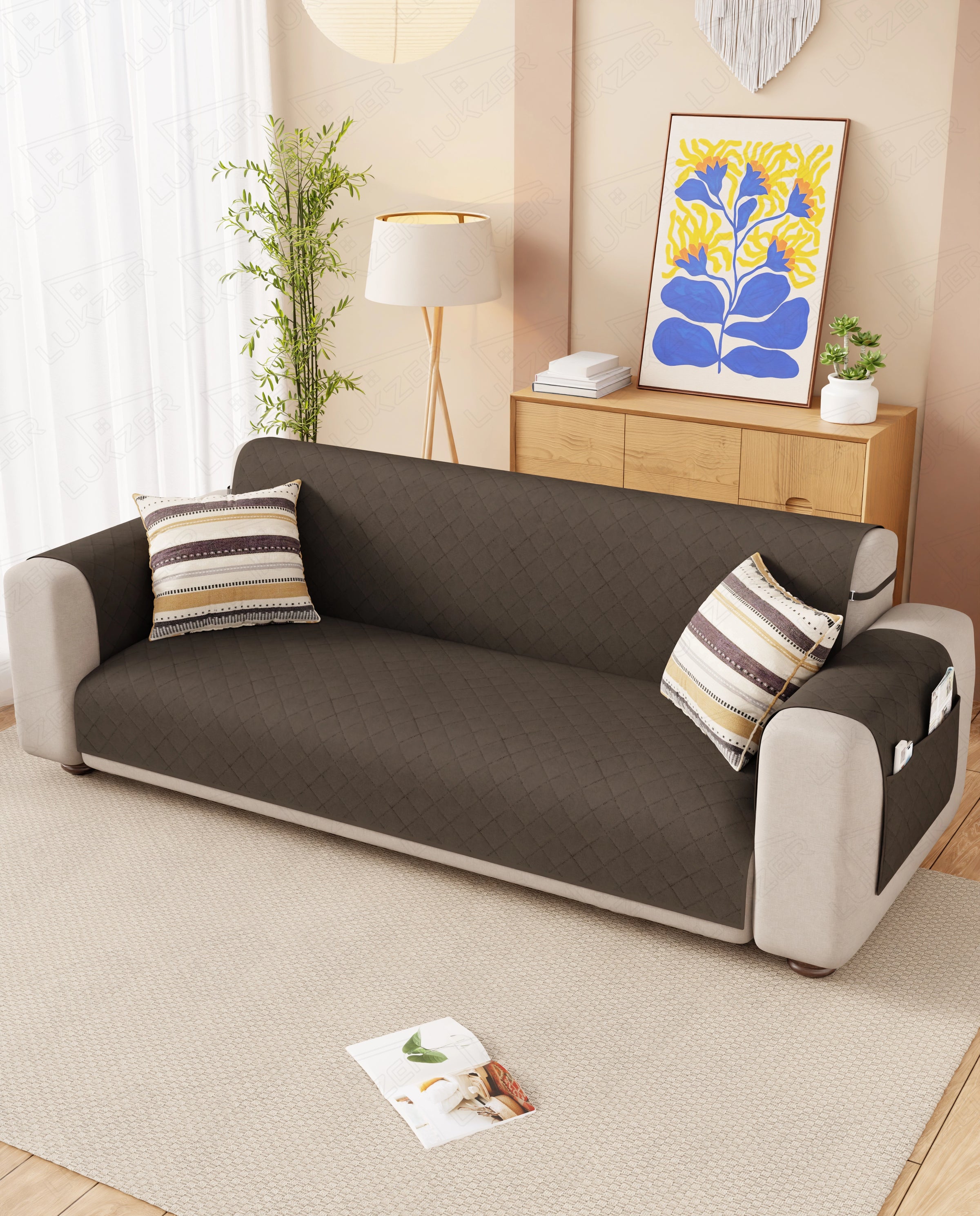 Lukzer Quilted Sofa Mat  Chocolate Brown (SC-192-01)