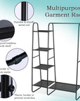 Metal Clothes Rack - Multi-Purpose Portable Garment Organizer Stand 5+1 Layer Rail with Storage Rack (A-Style/150x100x39.5cm)