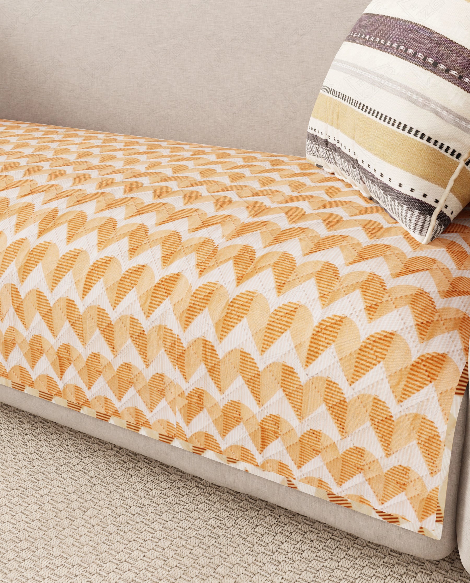 Lukzer Reversible Quilted Sofa Mat   Rhythmic Arcs (SC-181-01)