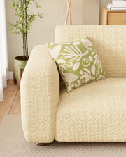 Lukzer Pastel Shades Textured Sofa Cover - Yellow Square Knit (SC-177-01)