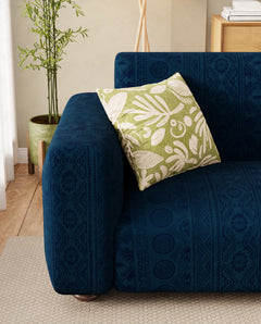 Lukzer Pastel Shades Textured Sofa Cover - Marine Blue Tribal Design (SC-136-01)