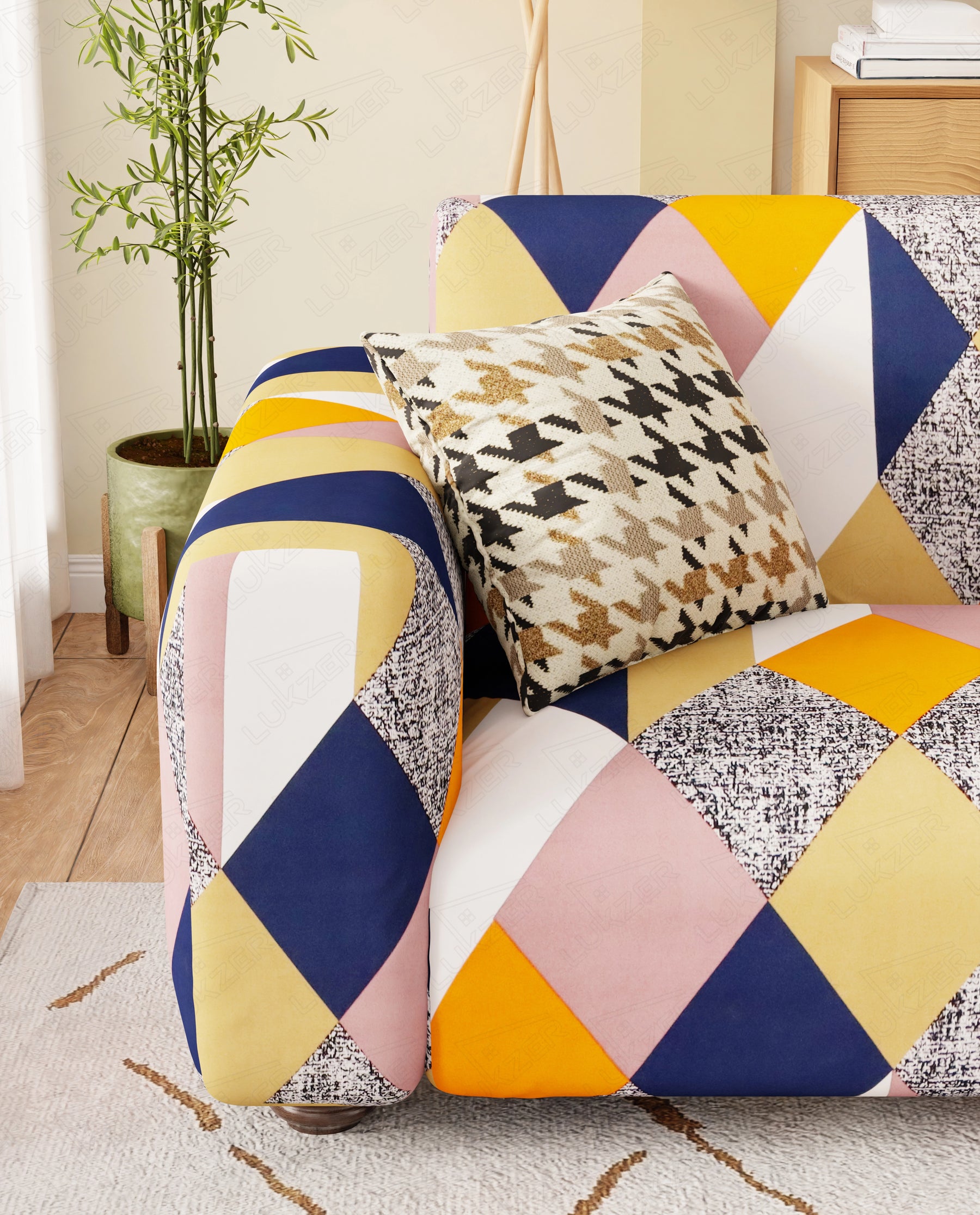 Lukzer Polyester Sofa Cover - Multicolor (SC-044-01)