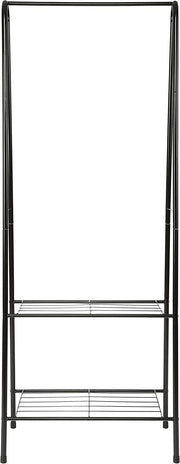 Lukzer Modern Metal Garment Rack with 2 Bottom Shelves – A-Shape - Frame Design (Black/White)