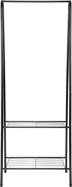 Lukzer Modern Metal Garment Rack with 2 Bottom Shelves – A-Shape - Frame Design (Black/White)