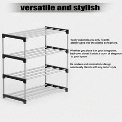 Lukzer Easy DIY Metal & Plastic Bookshelf/Storage Organizer – Black & Silver (3/4/5/6 Layers)