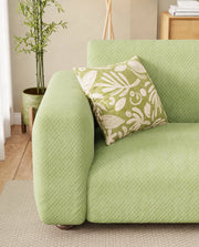 Lukzer Pastel Shades Textured Sofa Cover - Green Curved Diamond (SC-085-01)