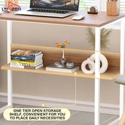 Lukzer Engineered Wood Office & Study Table with Open Bookshelf & Organiser (MST-004/Oak Brown)