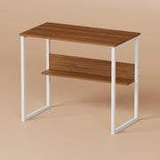 Lukzer STM-004 Sturdy Computer Desk – Metal Frame, Engineered Wood Top (White/Oak Brown, Black/White)