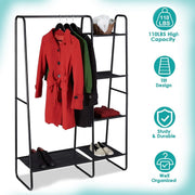 Lukzer Multi-Layer A-Frame Garment Rack – 5+1 Storage Shelves (Black, 150x100x39.5cm)