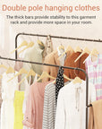 Lukzer Heavy-Duty Double Garment Rack with Bottom Storage – (MGS-002)(White, Gold, Black, Rose Gold, Silver)