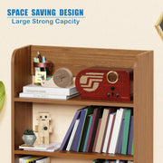 Lukzer 3‑Layer Rounded Edges Engineered Wood Open Rack Cabinet Bookshelf (MR‑016/Oak Brown)