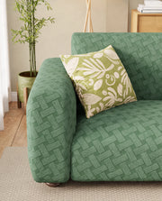 Lukzer Pastel Shades Textured Sofa Cover -  Green Basket Weave (SC-114-01)