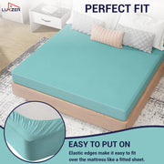 Lukzer Quilted Cotton Waterproof Mattress Protector   Sky Blue (MTP-QSB-001)