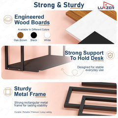Lukzer Wall Mounted Study Table with Multipurpose Storage Shelves (MMR-007/Black & Black)