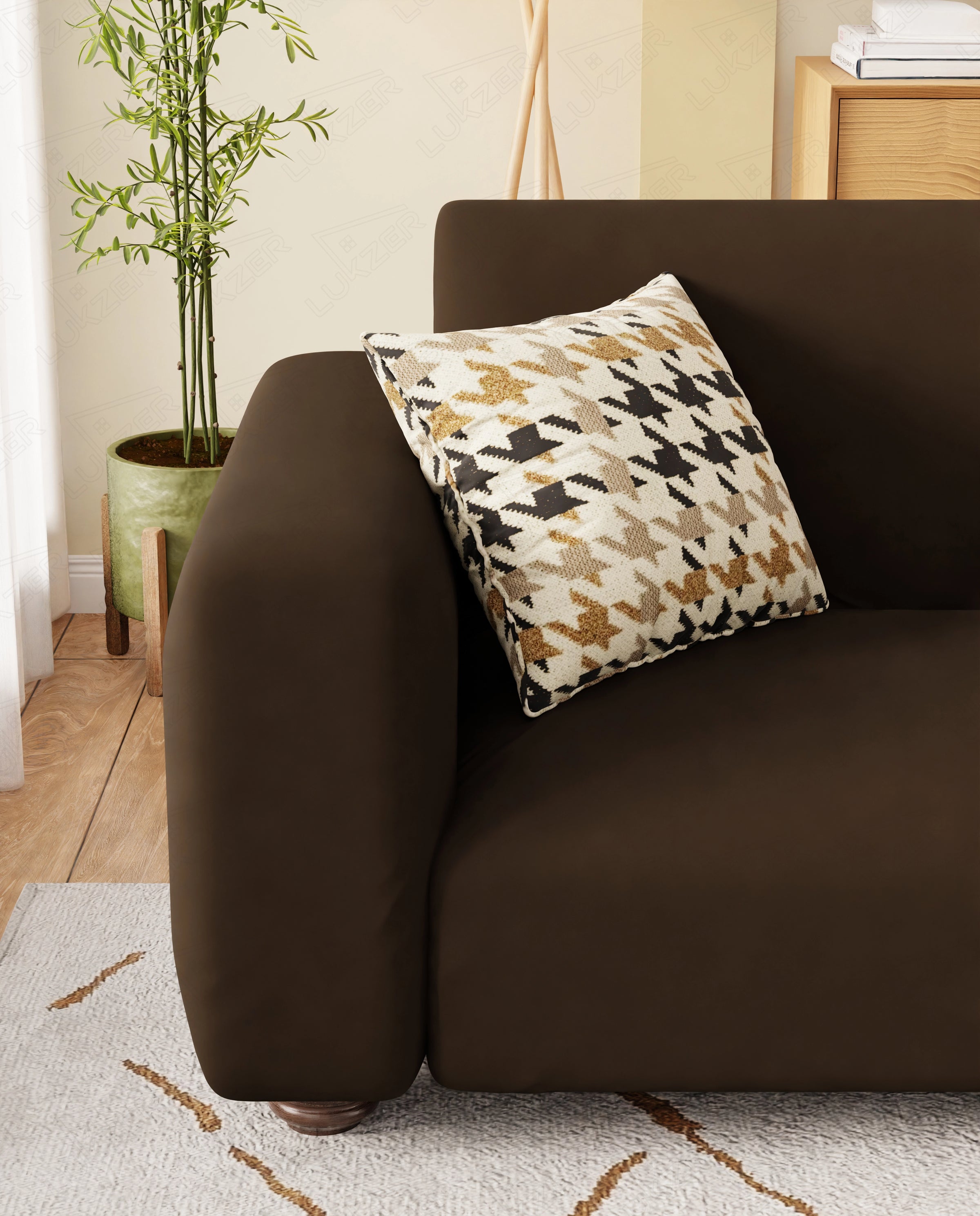 Lukzer Polyester Sofa Cover  Plain Brown (SC-031-01)