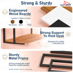 Lukzer Wall Mounted Study Table with Multipurpose Storage Shelves (MMR-007/Black & Oak Brown)