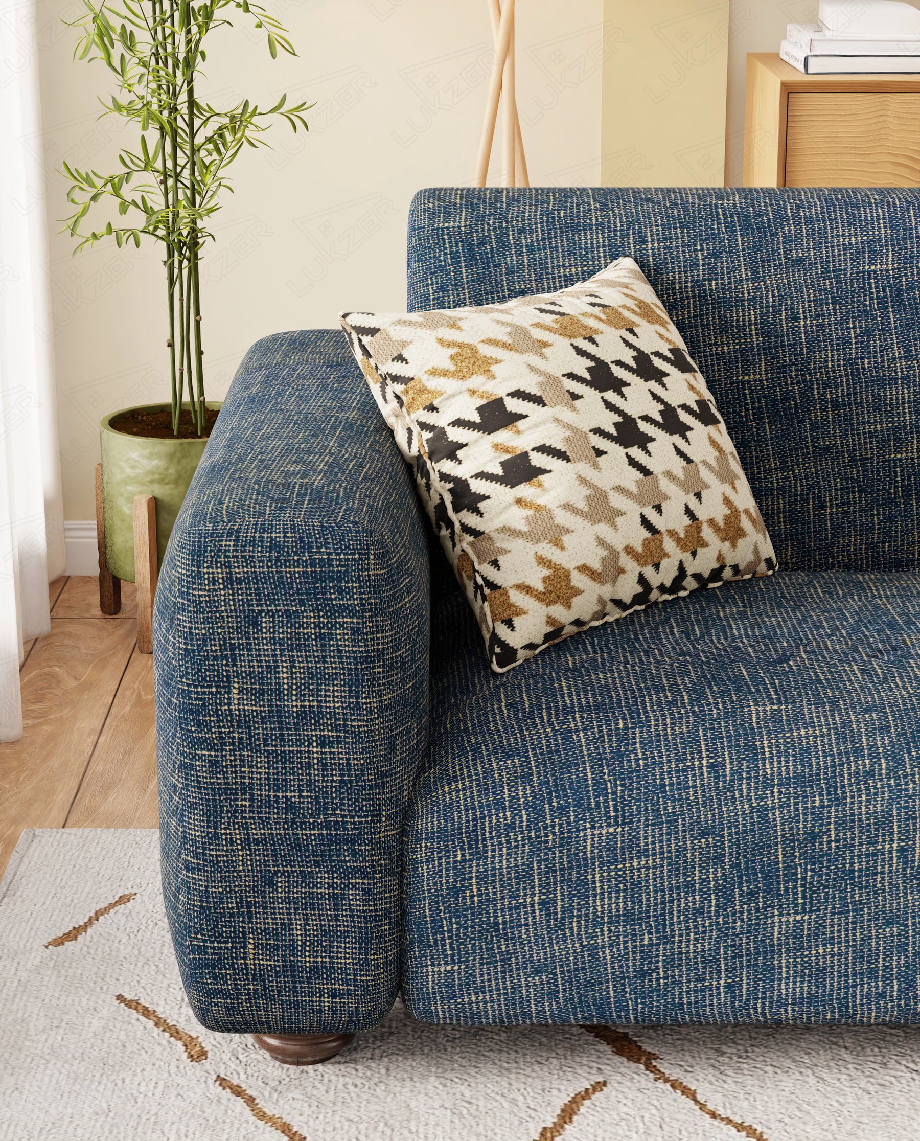 Lukzer Polyester Sofa Cover  Yellow Lining (SC-025-01)