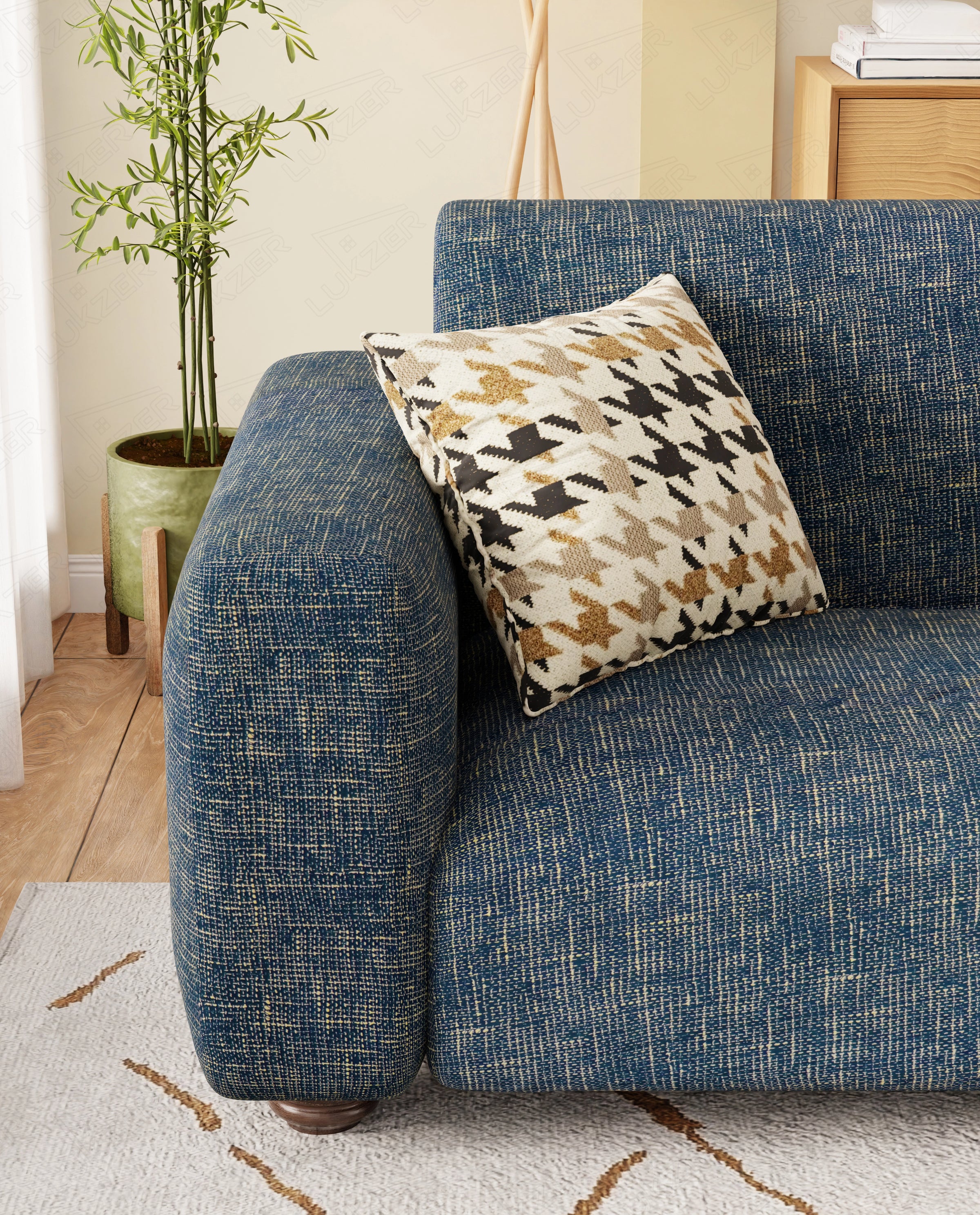 Lukzer Polyester Sofa Cover  Yellow Lining (SC-025-01)