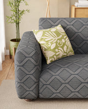 Lukzer Pastel Shades Textured Sofa Cover -  Dark Grey Diamond (SC-157-01)