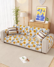 Lukzer Reversible Quilted Sofa Mat with Arms Brick Bloom (SC-201-01)