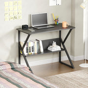 Lukzer Modern Engineered Wood Computer Desk with Bookshelf Black Top & Black Frame (MST-001)