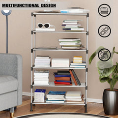Lukzer Easy DIY Metal & Plastic Bookshelf/Storage Organizer – Black & Silver (3/4/5/6 Layers)