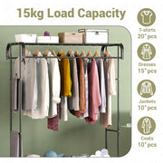 Lukzer Multifunctional Metal Garment Stand with Bottom Shelf (MGS-004/Black)