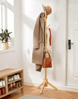 Bamboo Freestanding Multifunctional 8 Hook Coat Hanger