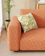 Lukzer Pastel Shades Textured Sofa Cover -  Orange Basket Weave (SC-113-01)