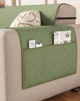 Lukzer Polyester Blend Quilted Sofa Cover Mat (350 GSM)| Full Coverage with Arms & Back Belt | Machine Washable Sofa Runner with Storage Side Pocket