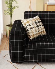 Lukzer Polyester Sofa Cover - Black Checks (SC-028-01)