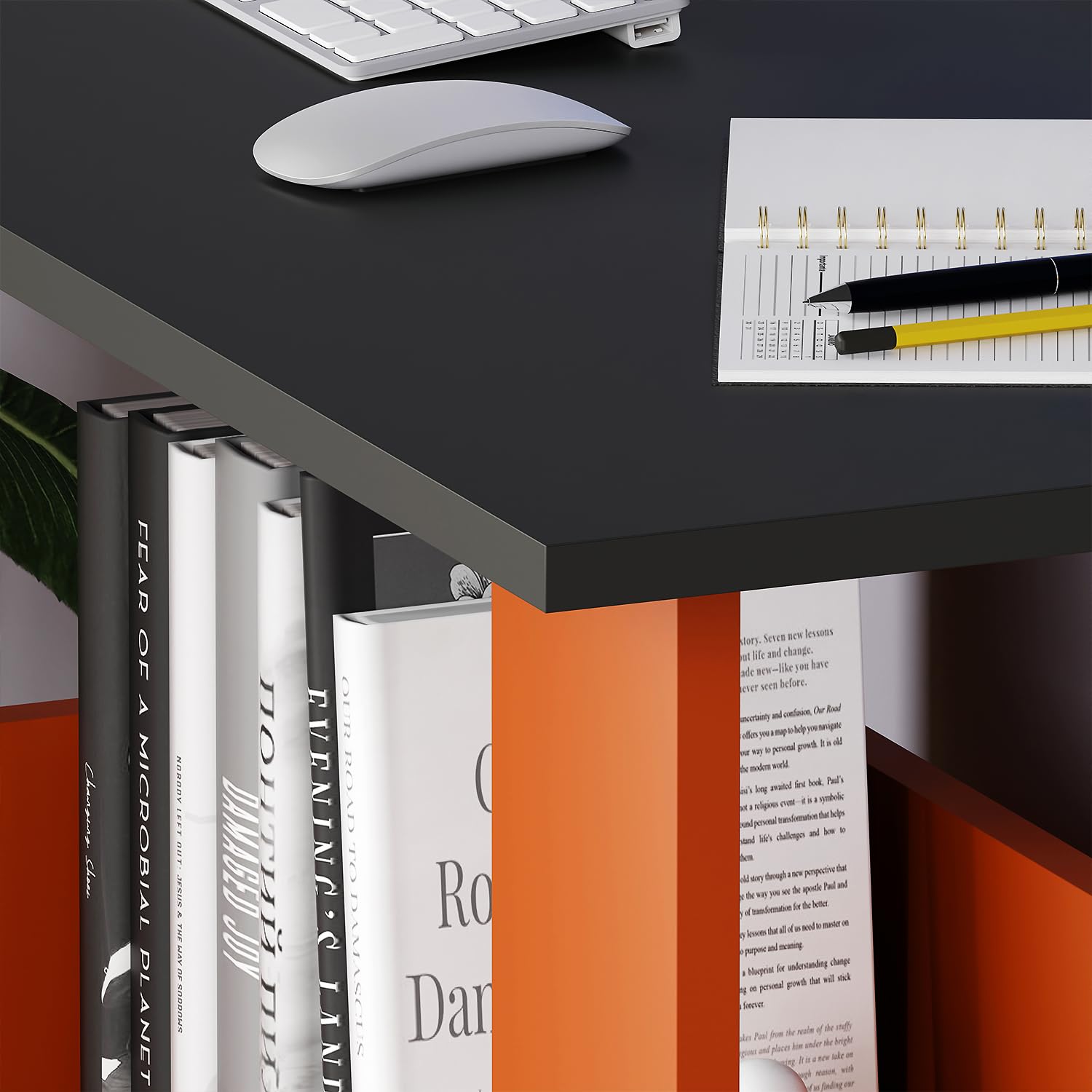 Lukzer Engineered Wood Modern Computer Desk with Bookshelf Study Table (ST-004/Lavamist)
