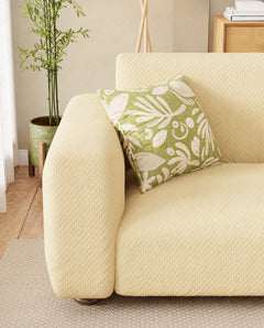 Lukzer Pastel Shades Textured Sofa Cover - Yellow Curved Diamond (SC-087-01)