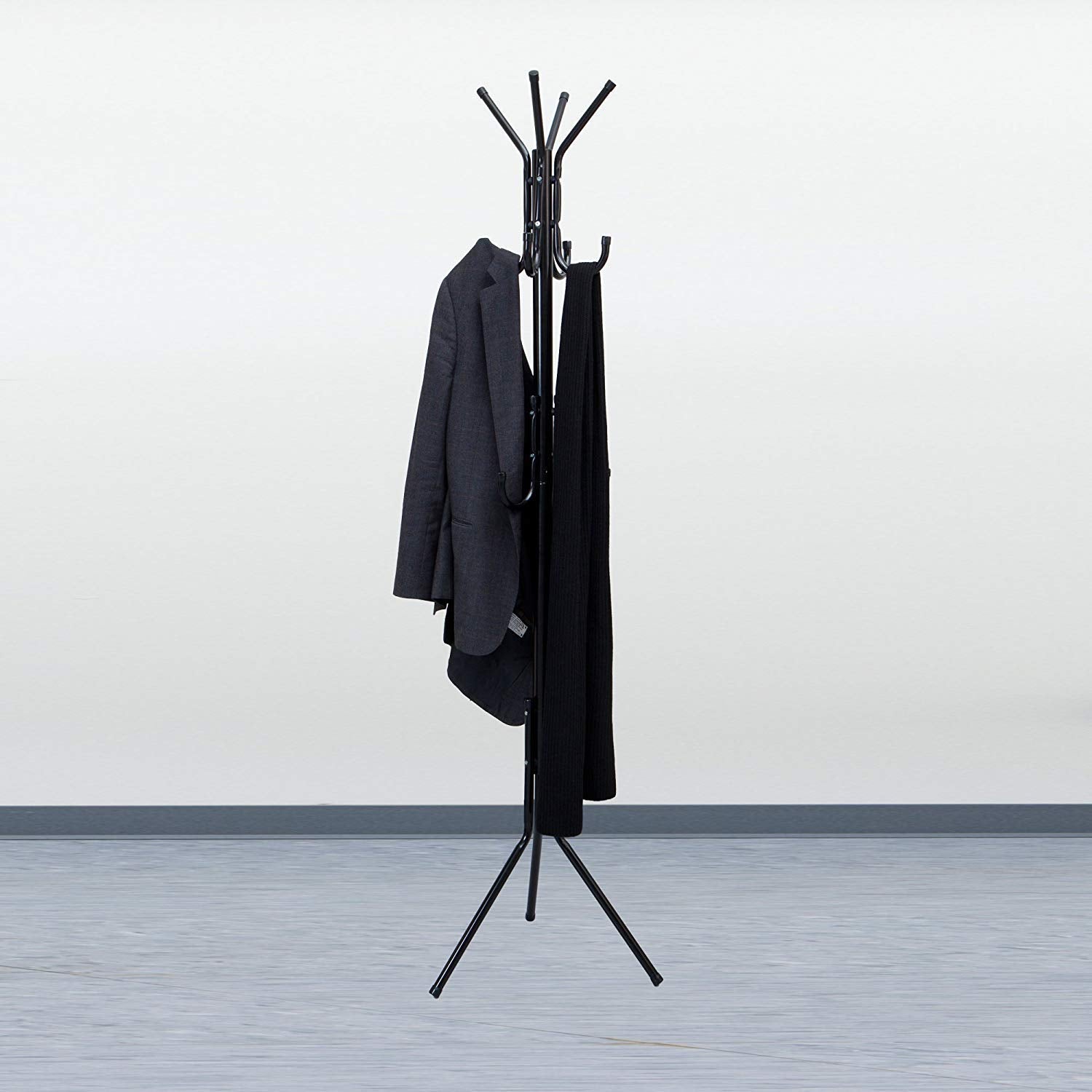 Lukzer 8-Hook Freestanding Metal Coat Stand – Stylish & Durable (Blue/White/Black, 170x42cm