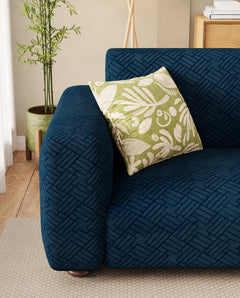 Lukzer Pastel Shades Textured Sofa Cover - Marine Blue Abstract (SC-173-01)