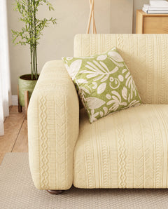Lukzer Pastel Shades Textured Sofa Cover - Yellow Zigzag (SC-080-01)