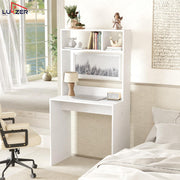 Lukzer Engineered Wood Computer Desk Study Table with Bookshelf Study Table (ST-006/White)