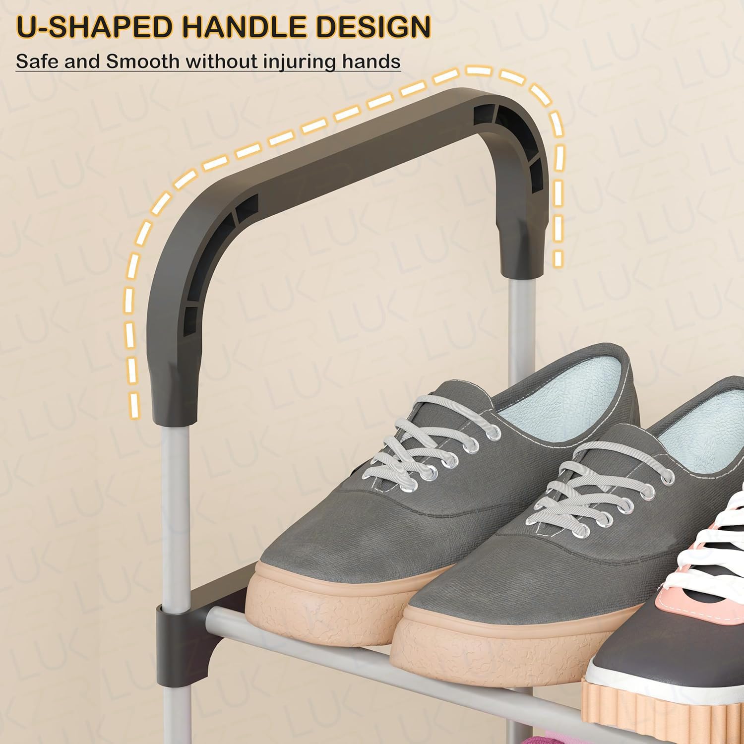 Lukzer Dual-Material Shoe Rack – Silver & Black, 3/4/5/6-Layer Storage Organizer