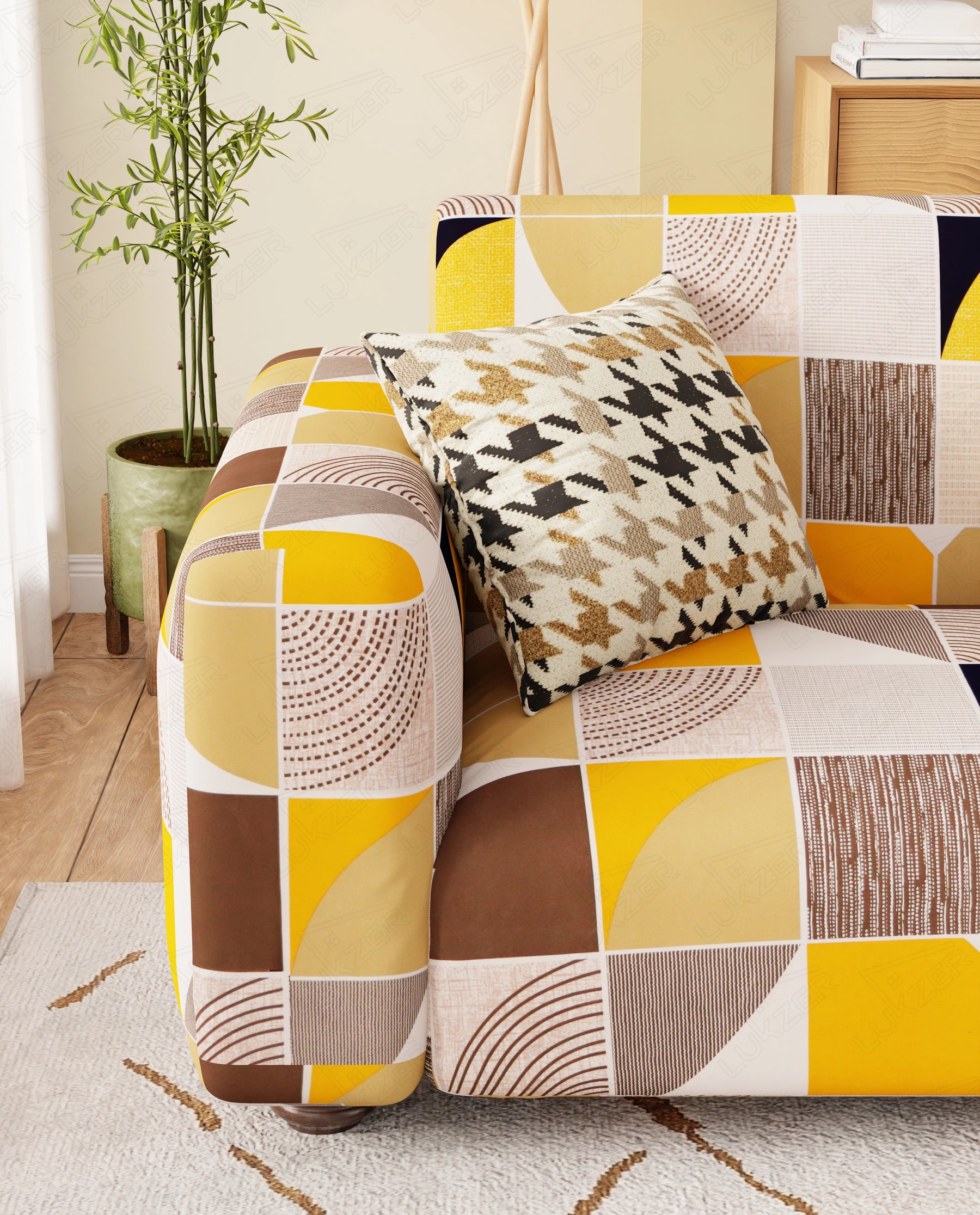 Lukzer Polyester Sofa Cover - New Multicolor (SC-043-01)