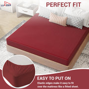 Lukzer Quilted Cotton Waterproof Mattress Protector  Maroon (MTP-QMAR-001)