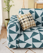 Lukzer Polyester Sofa Cover - Grey & White Triangle (SC-037-01)