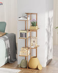 Lukzer Multipurpose Standing Shelf Rack for Kitchen Organizer | Bamboo Storage Rack for for Books, Plants, Decor & More | Lightweight, Durable Organizer for Living Room, Balcony & Office - (2,3,5,6 Tier)
