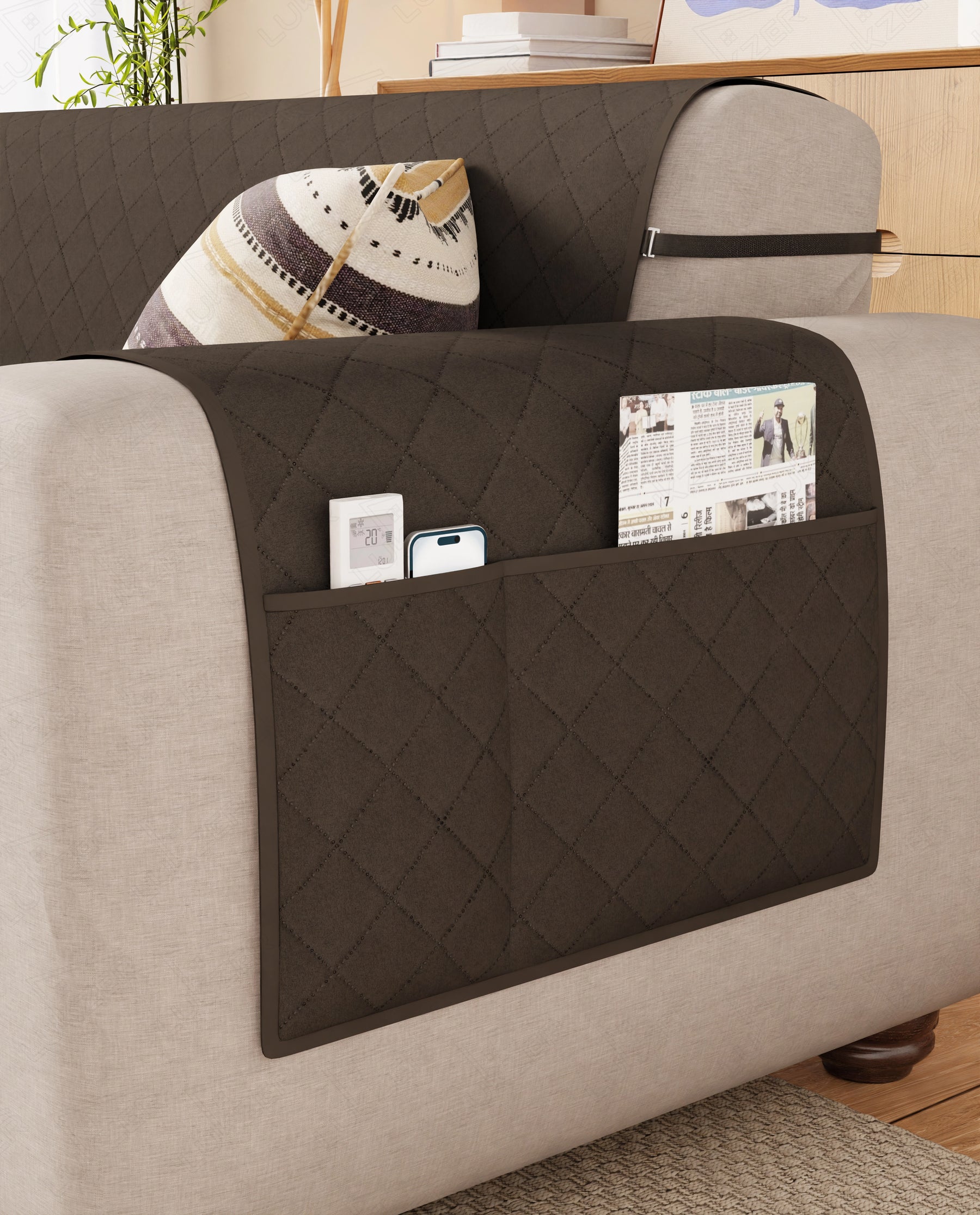 Lukzer Quilted Sofa Mat  Chocolate Brown (SC-192-01)